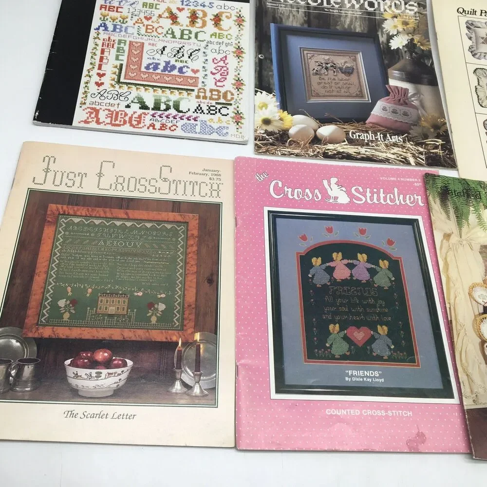 Dale Burdett 101 Alphabets Cross Stitch Book & Leaflet Lot Of 8 Border Country